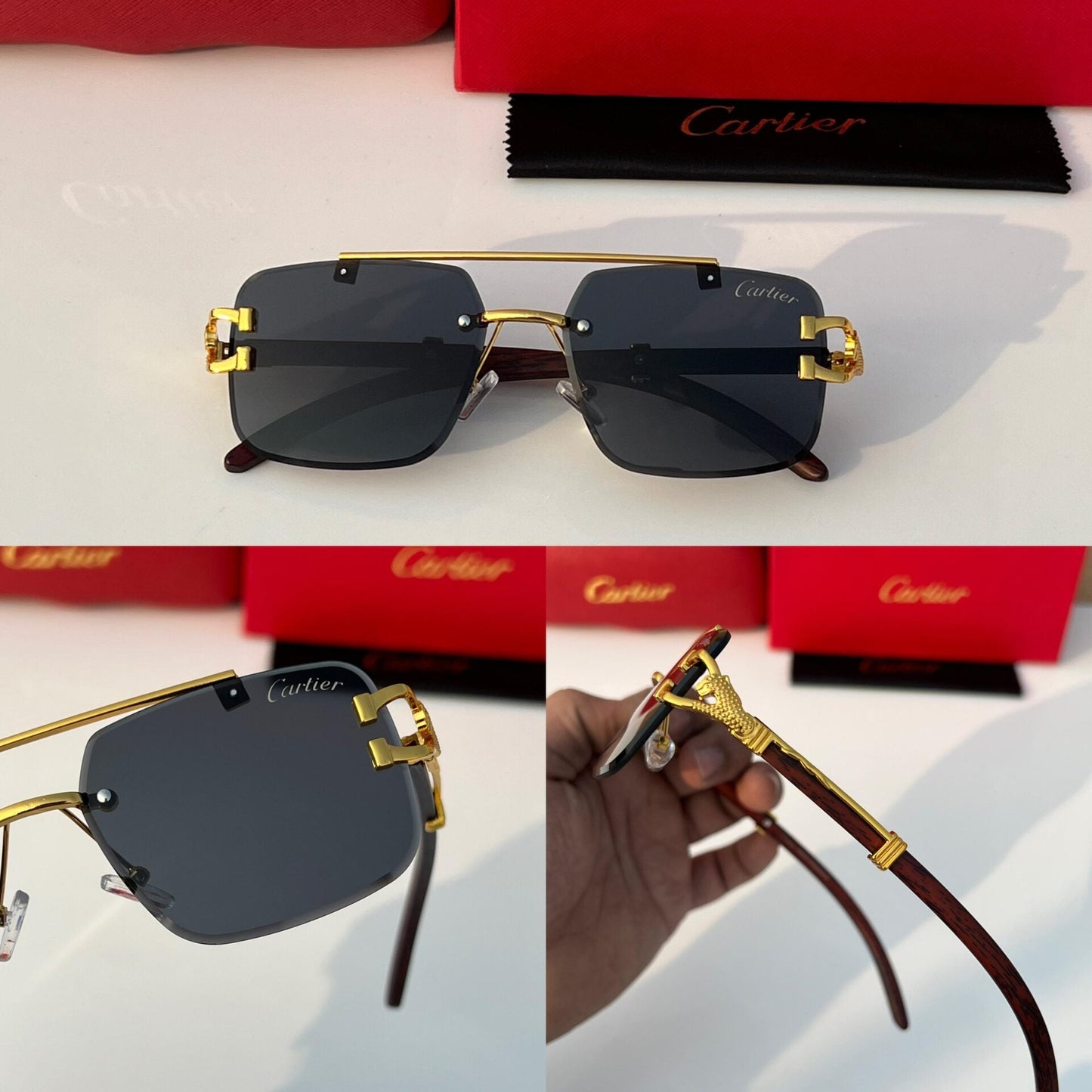 Black Gold-Toned Sunglasses