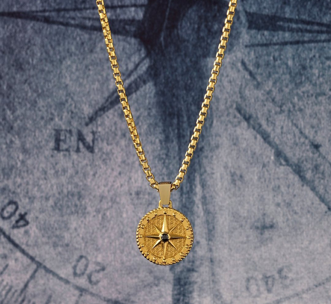Gental Gems by Karat Kings | Unique Designed Compass Pendant for Men | Sterling Silver Pendant | Men's Jewelry | With Certificate of Authenticity and Hallmark