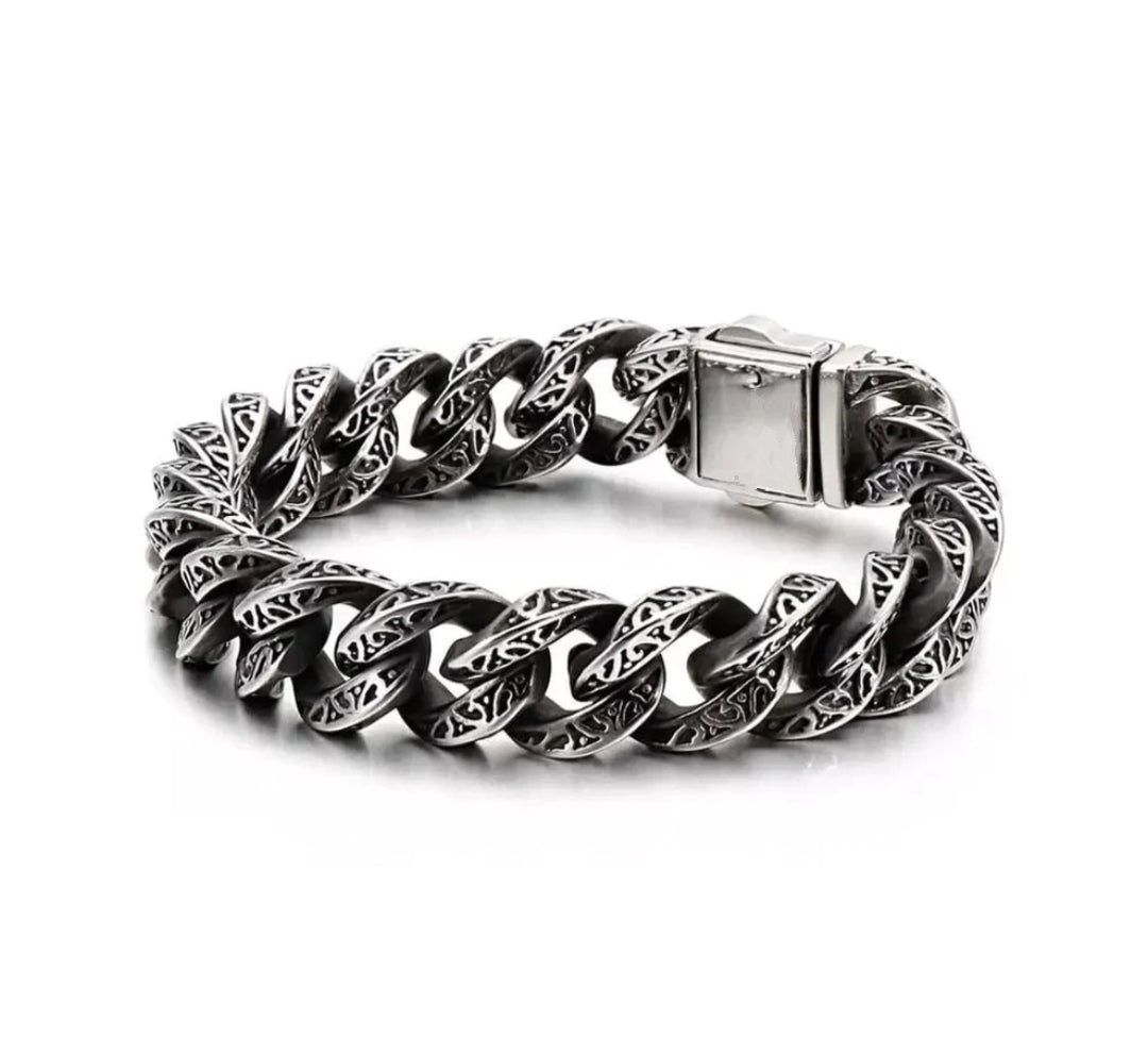 14mm wide, Unique Artistry Retro Oxidized Bracelet for Men | Sterling Silver Bracelet Authenticity and