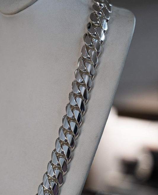 Gental Gems by Karat Kings | 16mm Wide Solid Miami Cuban Link Chain | Sterling Silver Chain | Men's Jewelry | With Certificate of Authenticity and Hallmark