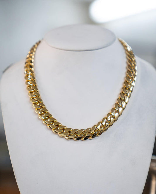 Gental Gems by Karat Kings | 16mm Wide Solid Miami Cuban Link Chain | Gold Micron Plated Sterling Silver Chain | Men's Jewelry | With Certificate of Authenticity and Hallmark