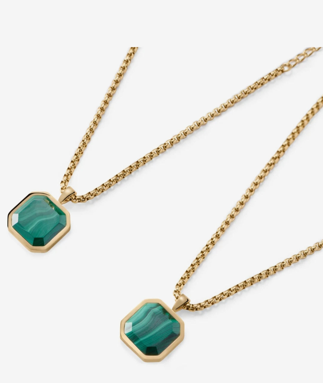 Gental Gems by Karat Kings | Unique Designed Gold Micron Plated Silver Pendant in Natural Malachite for Men, Sterling Silver Pendant