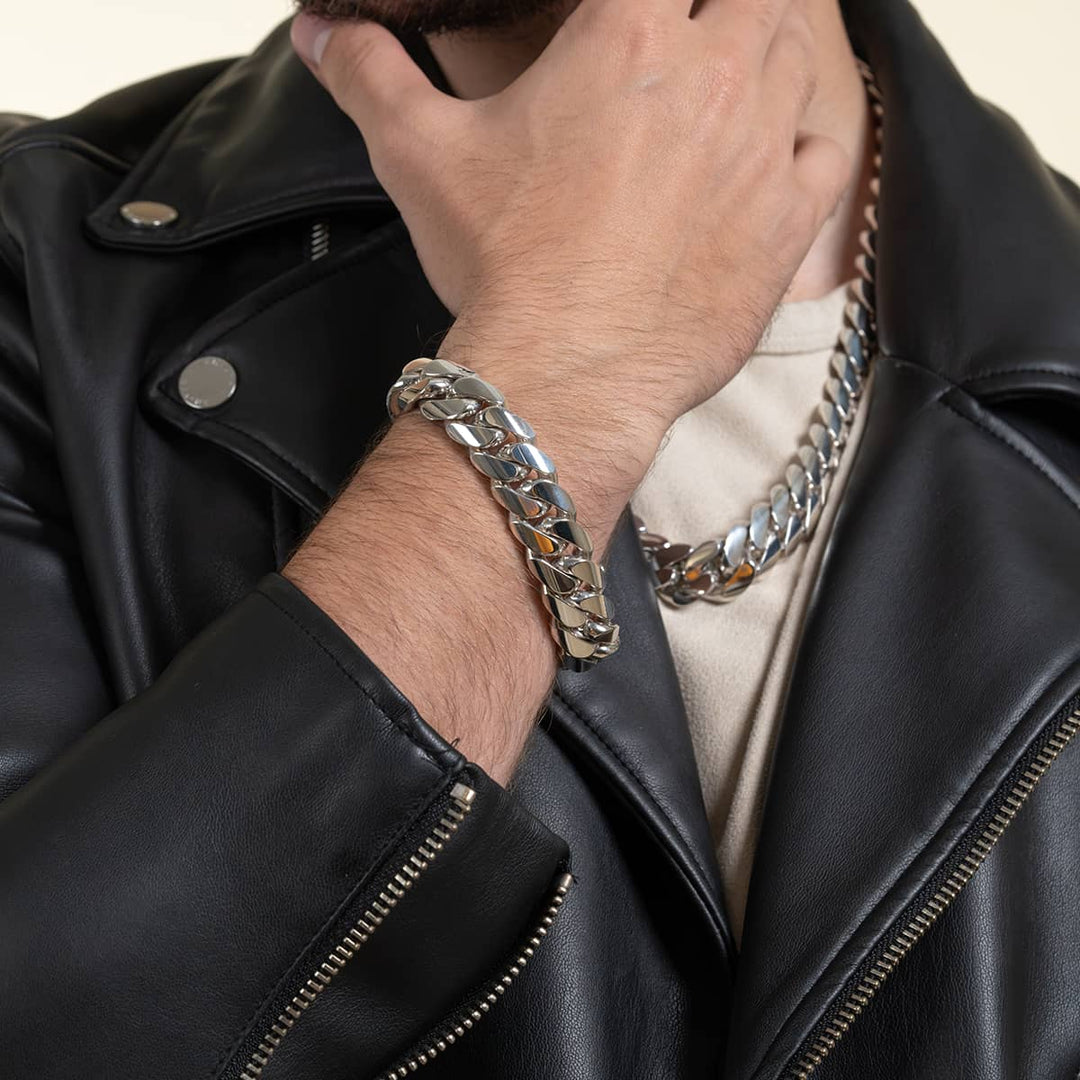 Gental Gems by Karat Kings | 16mm Wide Solid Miami Cuban Link Bracelet Sterling Silver Bracelet