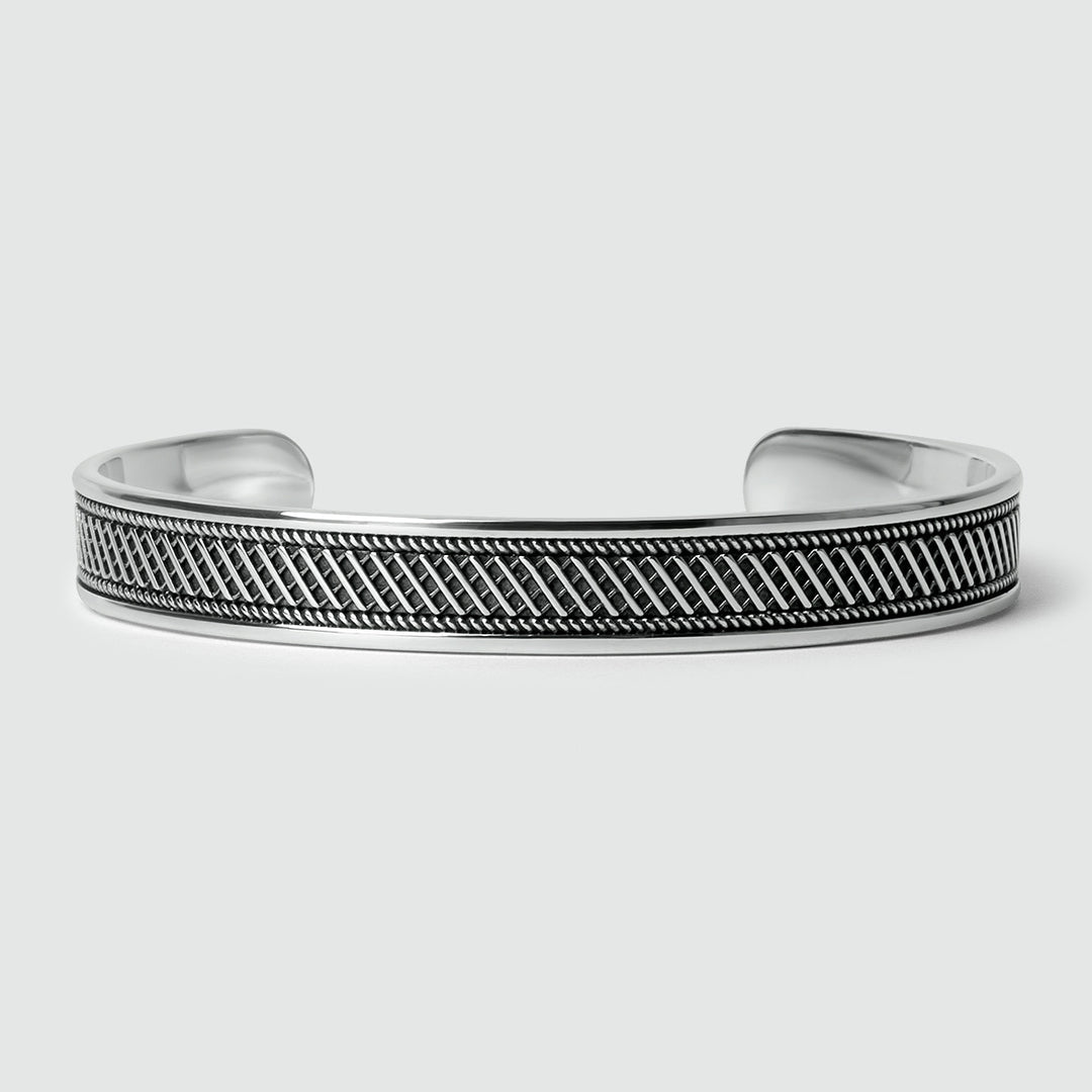 Gental Gems by Karat Kings | Unique Style Oxidized Sterling Silver Bangle/kadaa/Handcuff for Men & Boys | Sterling Silver Bracelet