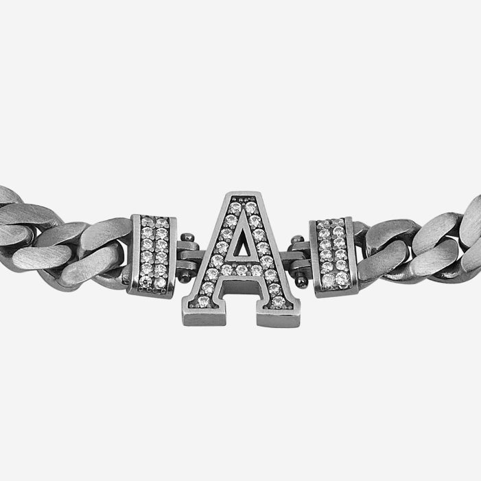 10mm Wide Solid Miami Cuban Link Bracelet with custom name initials studded with AAA white zircons | Sterling Silver Bracelet | With Certificate of Authenticity and Hallmark