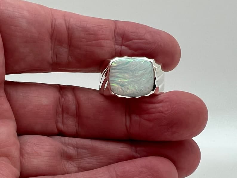 Unique Designed Turkish Style Ring with 10ct Fire Australian Opal | Sterling Silver Oxidized Ring Authenticity and