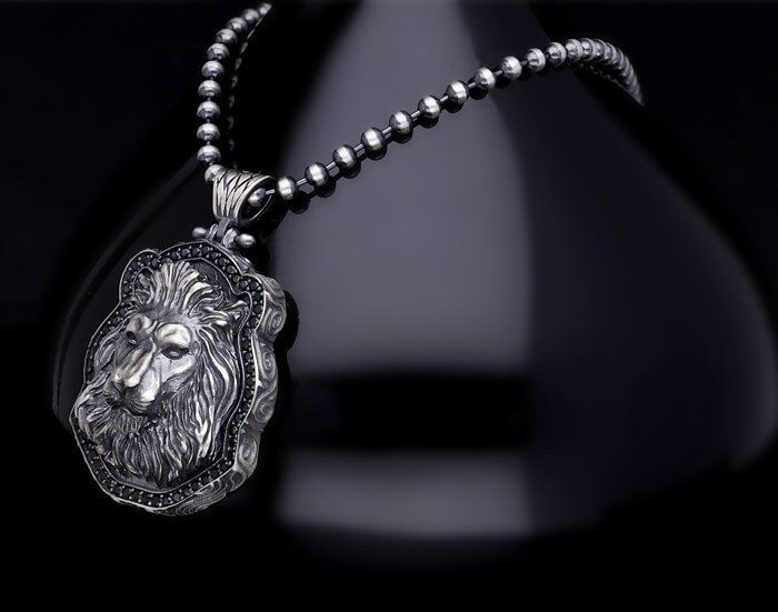 Unique Designed Lion Pendant for Men | Sterling Silver Oxidized Pendant