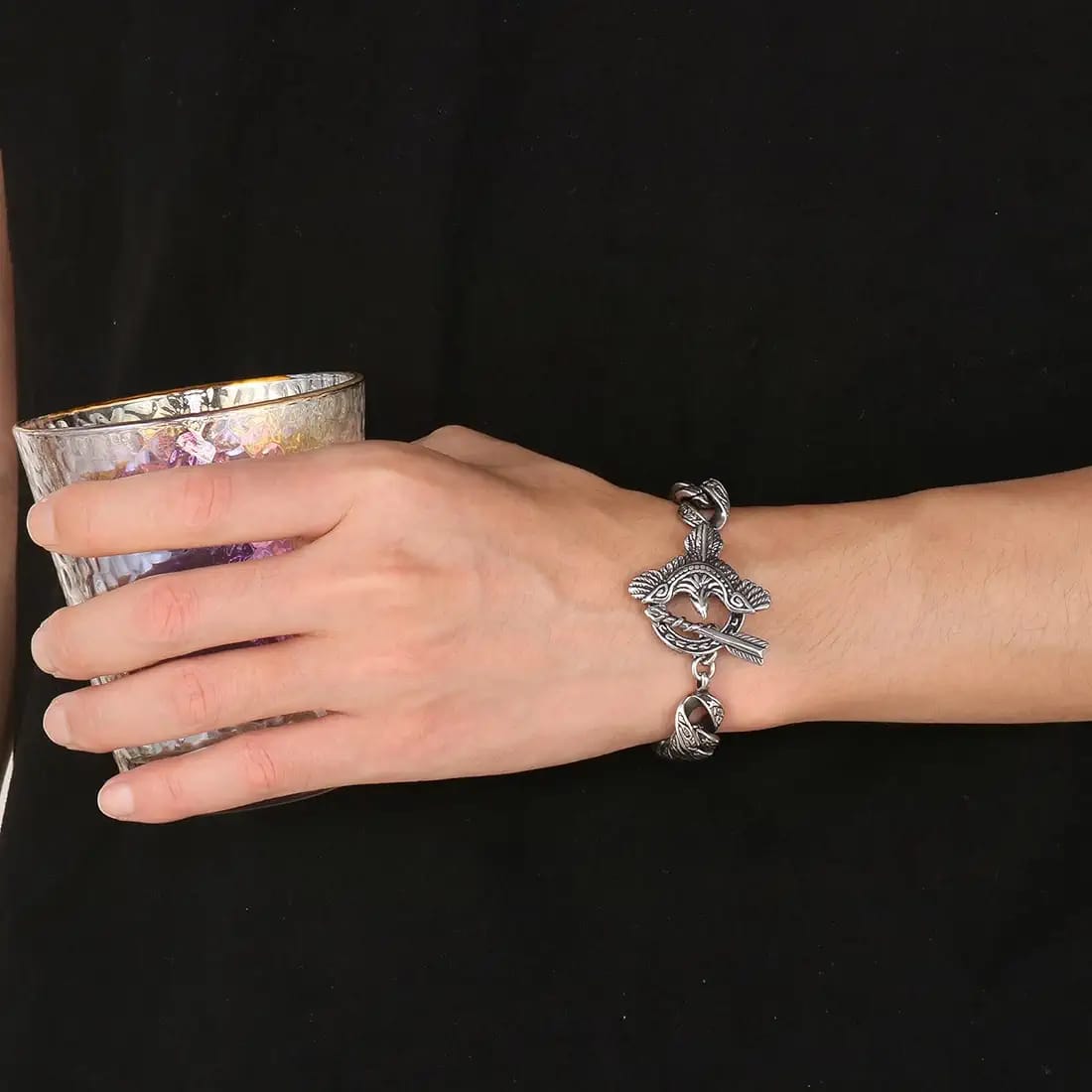 16mm wide Unique Embossed Eagle Bracelet for Men | Sterling Silver Bracelet | With Certificate of Authenticity and Hallmark