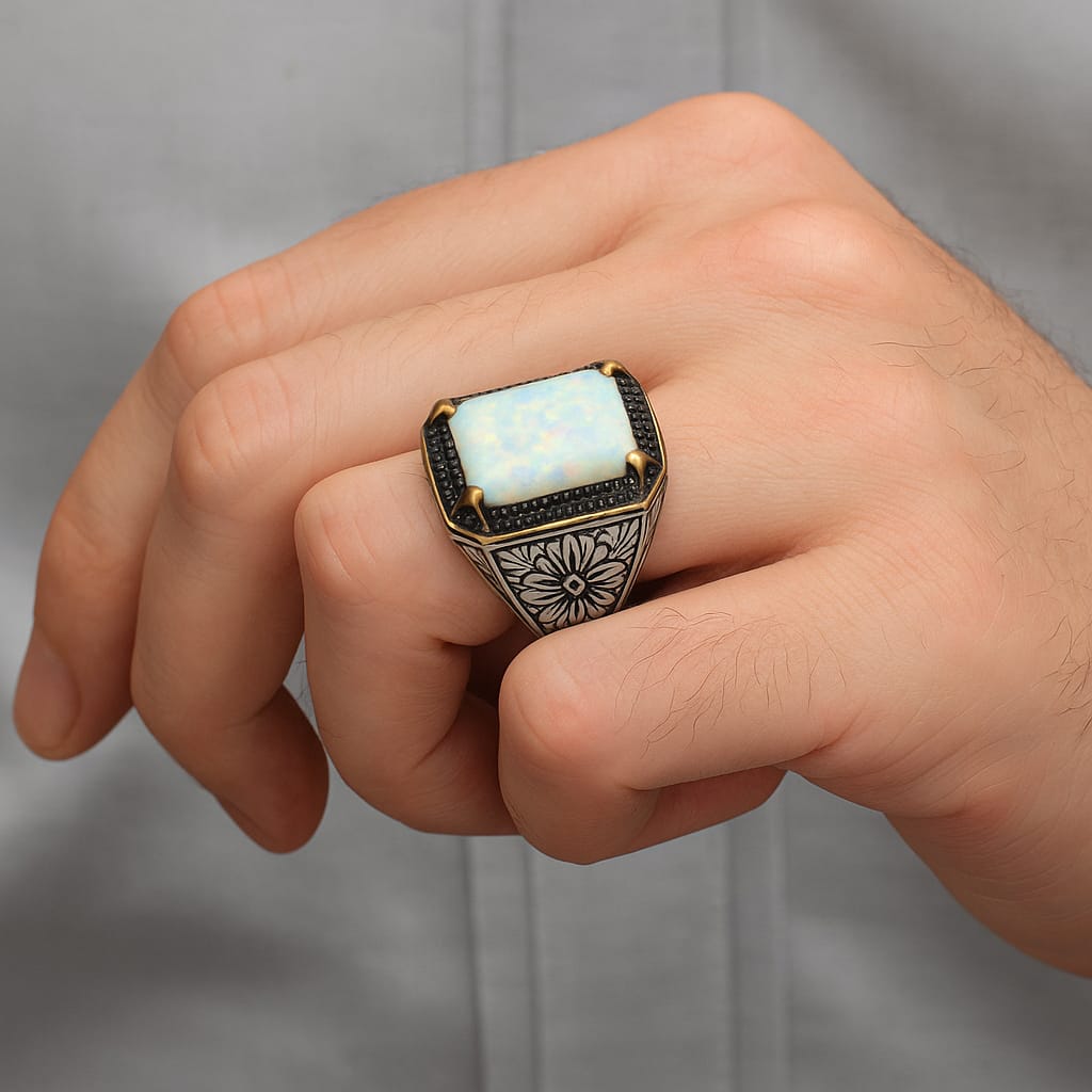 Unique Designed Turkish Style Ring with Excellent quality 10ct Fire Australian Opal | Sterling Silver Oxidized Ring | With Certificate of Authenticity and Hallmark