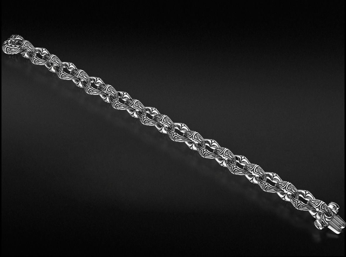 Gental Gems by Karat Kings | Unique Real Biker Bracelet for Men | Sterling Silver Bracelet