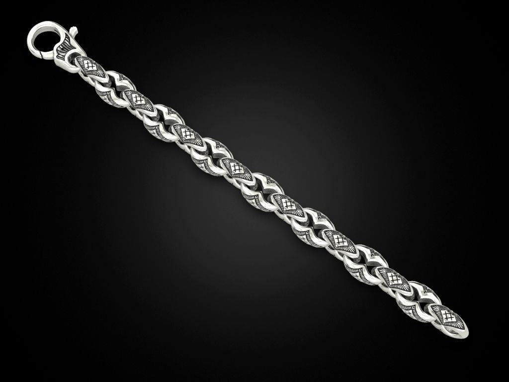 Gental Gems by Karat Kings | Unique Real Biker Bracelet for Men | Sterling Silver Bracelet