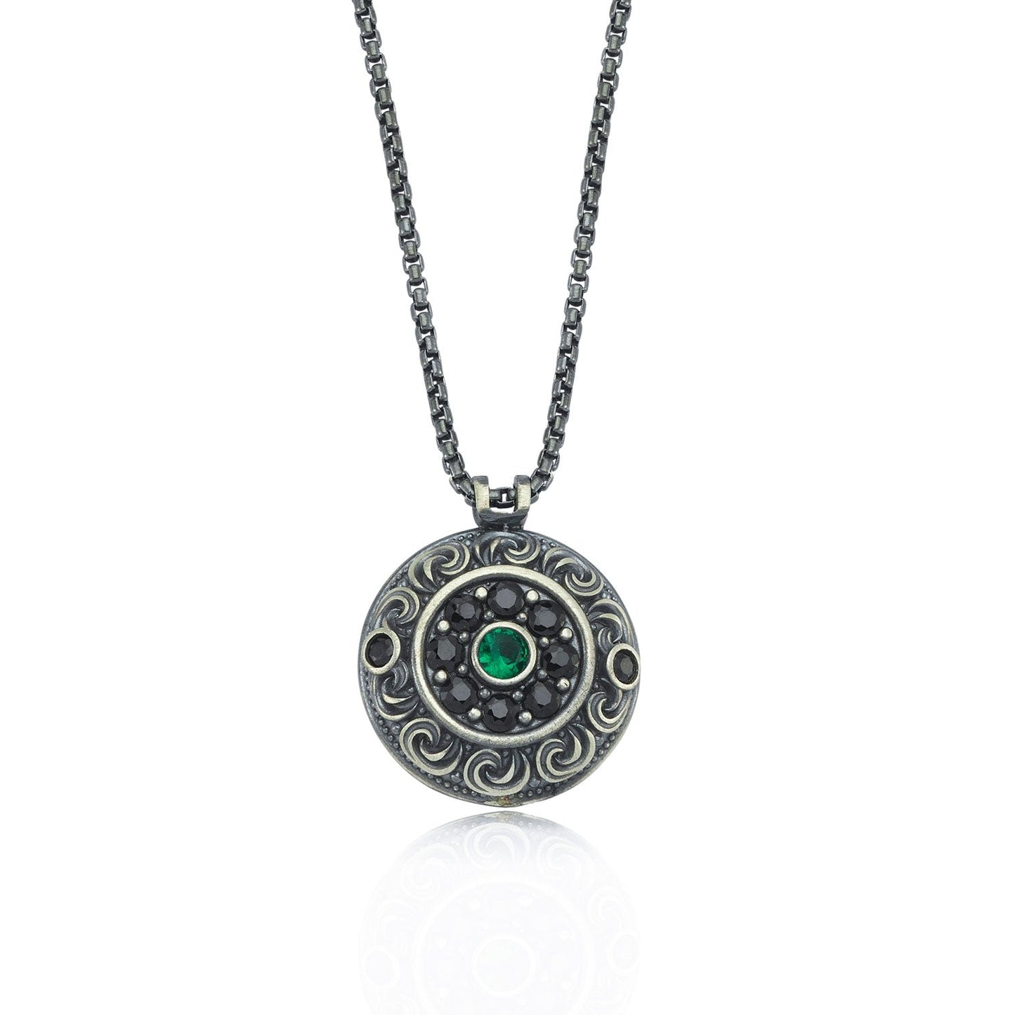 Gental Gems by Karat Kings | Unique Designed Evil Eye Pendant for Men | Sterling Silver Oxidized Pendant