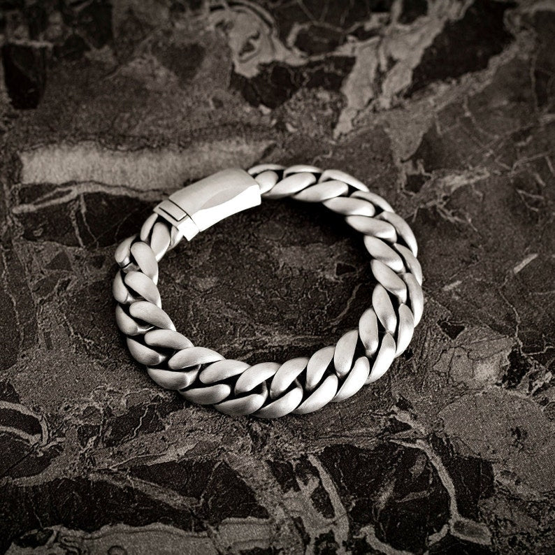 Gental Gems by Karat Kings | 16mm Wide Matt Finish Solid Miami Cuban Link Bracelet Sterling Silver Bracelet | Men's Jewelry | With Certificate of Authenticity and Hallmark