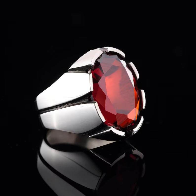 Gental Gems by Karat Kings | Unique Turkish Style Ring with Natural Gomed | Sterling Silver Oxidized Ring