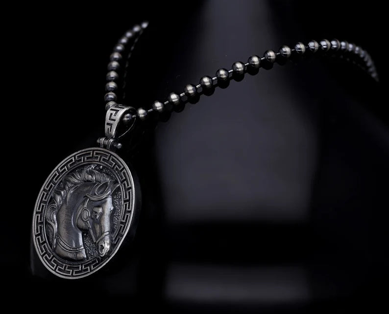 Gental Gems by Karat Kings | Unique Designed Horse Pendant for Men | Sterling Silver Oxidized Pendant