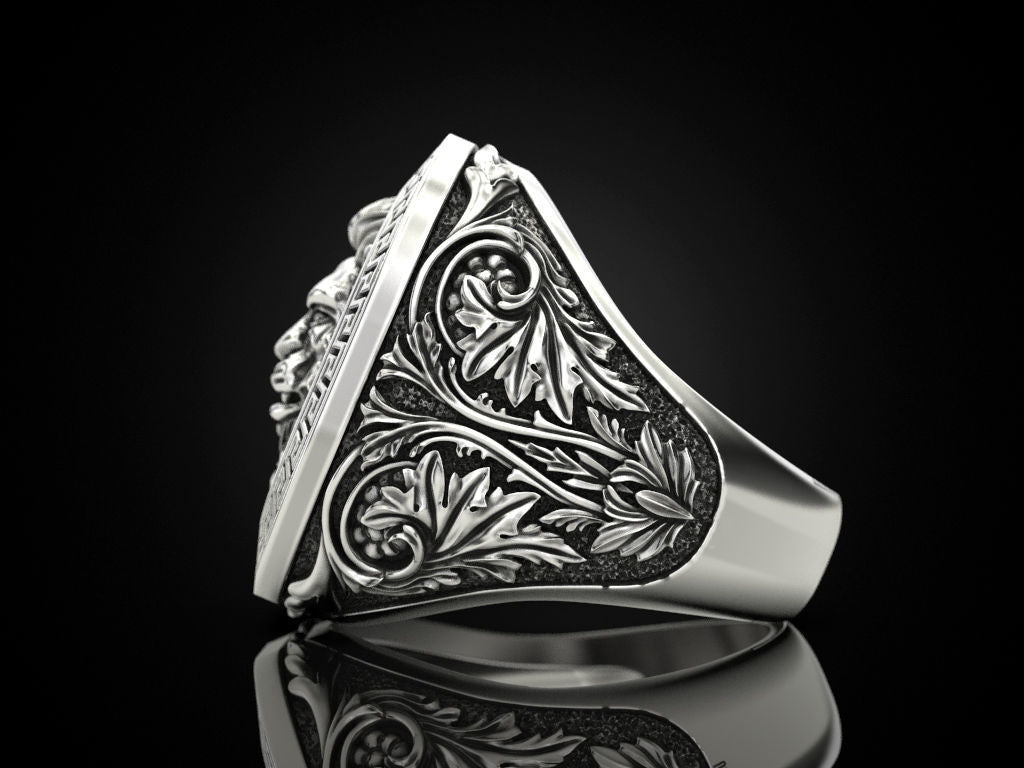 Gental Gems by Karat Kings | Unique Designed Lion Ring | Sterling Silver Oxidized Ring