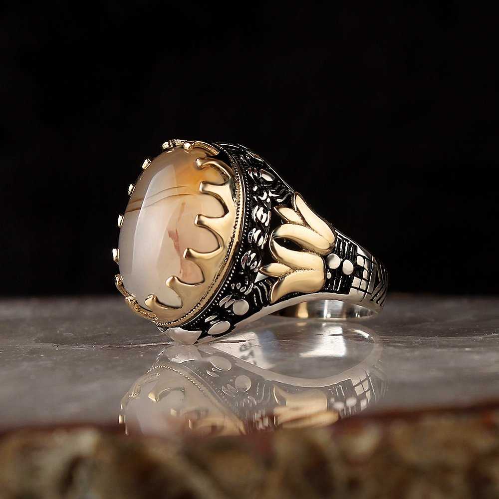 Islamic Yemeni Aqeeq yellow stone Ring Limited Edition Design