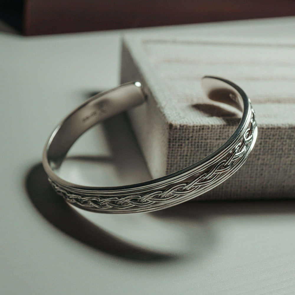 Gental Gems by Karat Kings | Adjustable Braided Style Bangle/kadaa/Handcuff for Men & Boys | Sterling Silver Bracelet