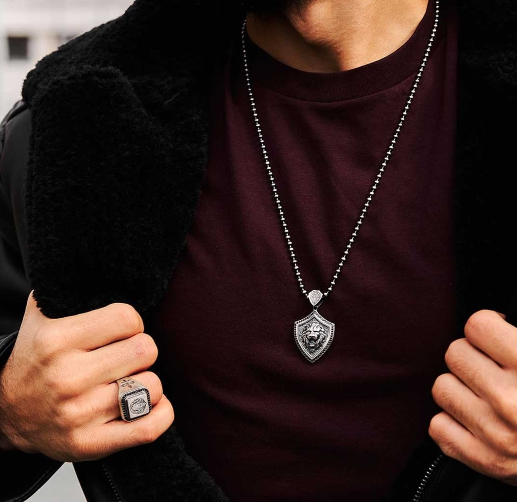 Gental Gems by Karat Kings | Unique Designed Lion Pendant for Men | Sterling Silver Oxidized Pendant