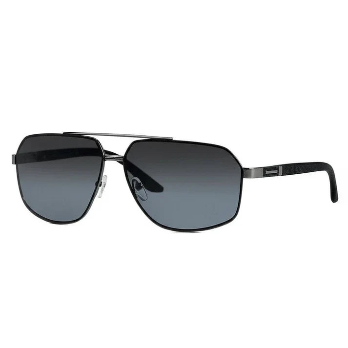 Black & Grey Stainless Steel Frame Sunglasses for Men