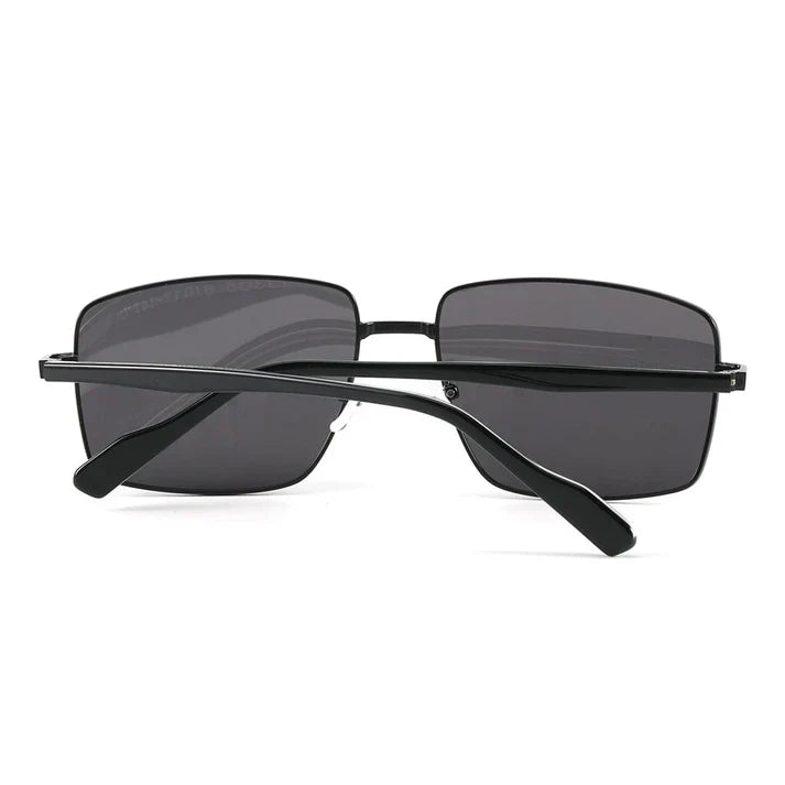 Stainless Steel Frame Black Lenses Sunglasses for Men