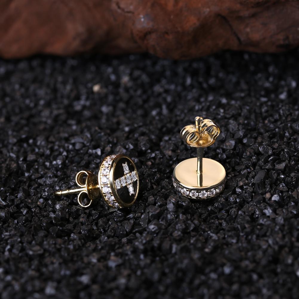 Gental Gems by Karat Kings | Round Diamond Cross Stud Earrings for Men | Rhodium Plated  Sterling Silver | Jewellery for Men| With Certificate of Authenticity and  Hallmark