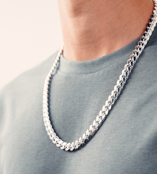 Gental Gems by Karat Kings | 12mm Wide Solid Miami Cuban Link Chain |  Sterling Silver Chain