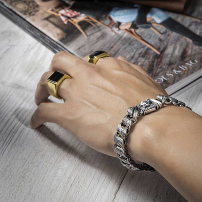 Gental Gems by Karat Kings | Exclusive Classic Gold Signet Statement Ring with Natural Black Onyx/ Red Agate, Sterling Silver  Ring | Jewellery for Men| With Certificate of Authenticity and  Hallmark