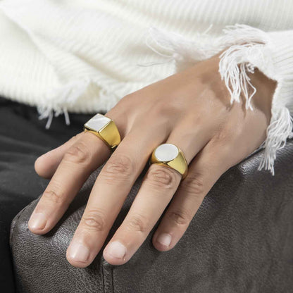 Gental Gems by Karat Kings | Exclusive Classic Gold Signet Statement Ring with Natural Pearl/ Tiger Eye, Sterling Silver  Ring | Jewellery for Men