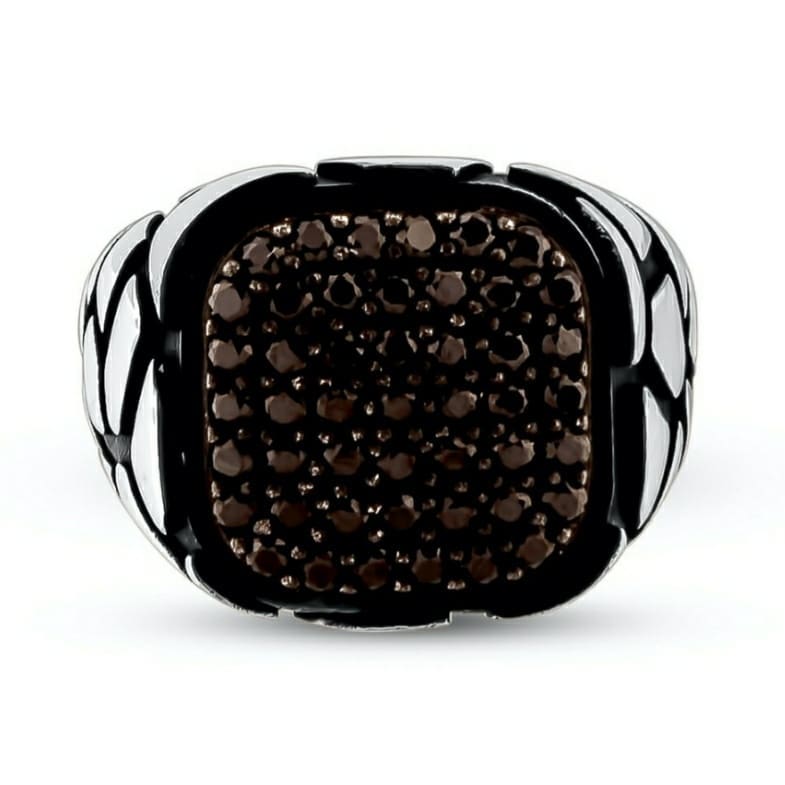 Gental Gems by Karat Kings | Exclusive Classic Signet Statement Ring Studded with Black Zircons, Sterling Silver  Ring | Jewellery for Men| With Certificate of Authenticity and  Hallmark