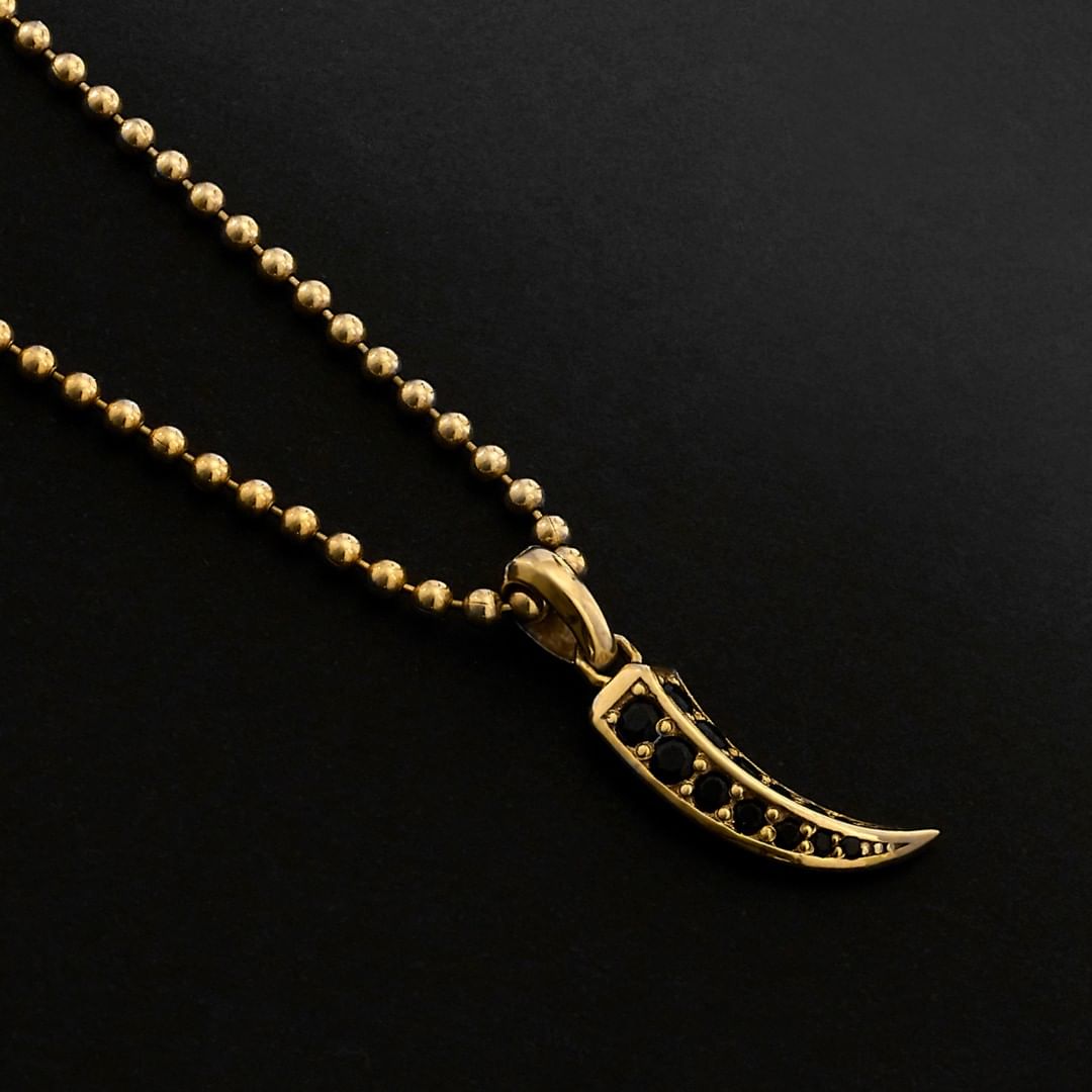Gental Gems by Karat Kings | Unique Designed Claw Pendant Studded with Black Zircons |  Gold Micron Plated  Sterling Silver Pendant