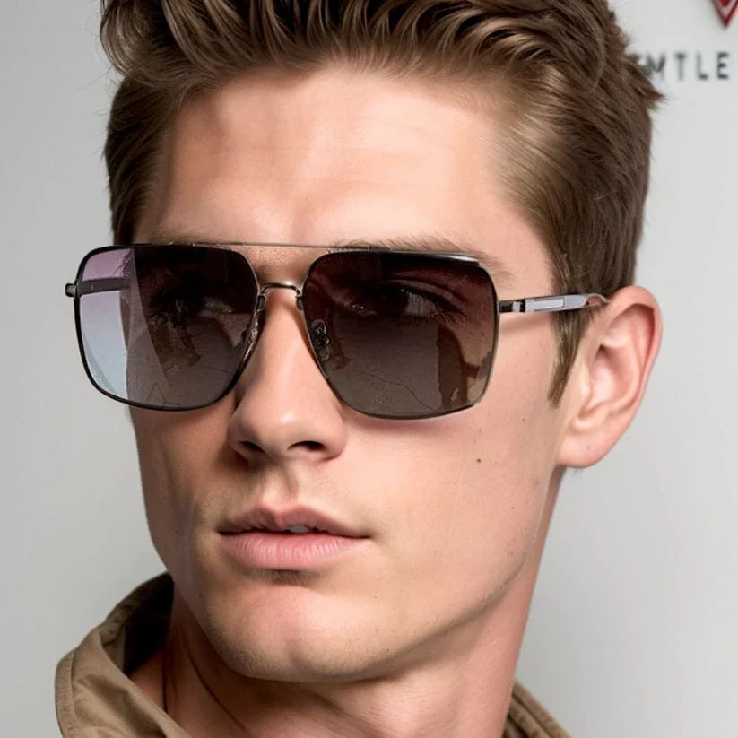 Classic Square Aviator Style Polarized Sunglasses for Men