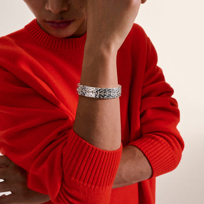 Gental Gems by Karat Kings | 16mm Wide Hammered Textured Bracelet |  Sterling Silver Bracelet