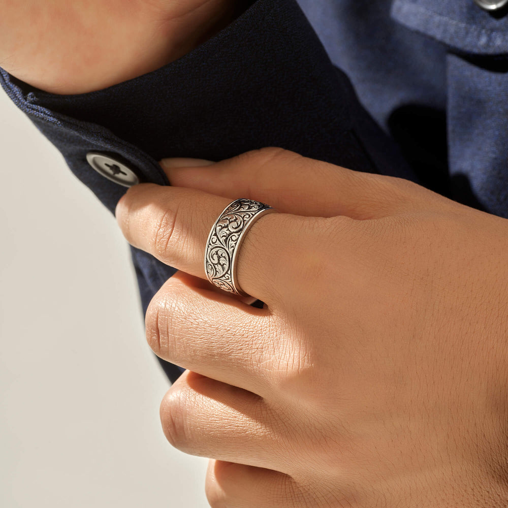 Gental Gems by Karat Kings | Exclusive Classic Band Ring for Men, Oxidized Sterling Silver  Ring | Jewellery for Men| With Certificate of Authenticity and  Hallmark