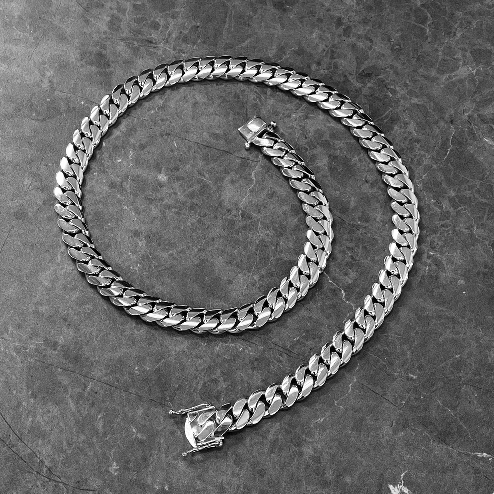 Gental Gems by Karat Kings | 12mm Wide Solid Miami Cuban Link Chain |  Sterling Silver Chain