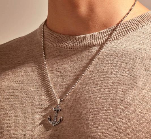 Gental Gems by Karat Kings | Unique Sailor's Anchor Pendant with Engraved Design,  Sterling Silver Pendant | Men's Jewelry | With Certificate of Authenticity and  Hallmark