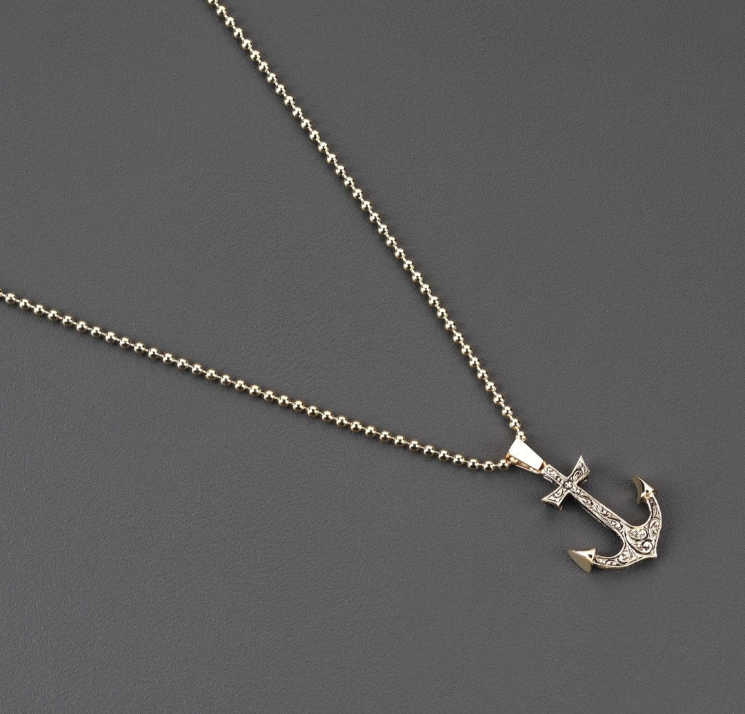 Gental Gems by Karat Kings | Unique Sailor's Anchor Pendant with Engraved Design,  Sterling Silver Pendant