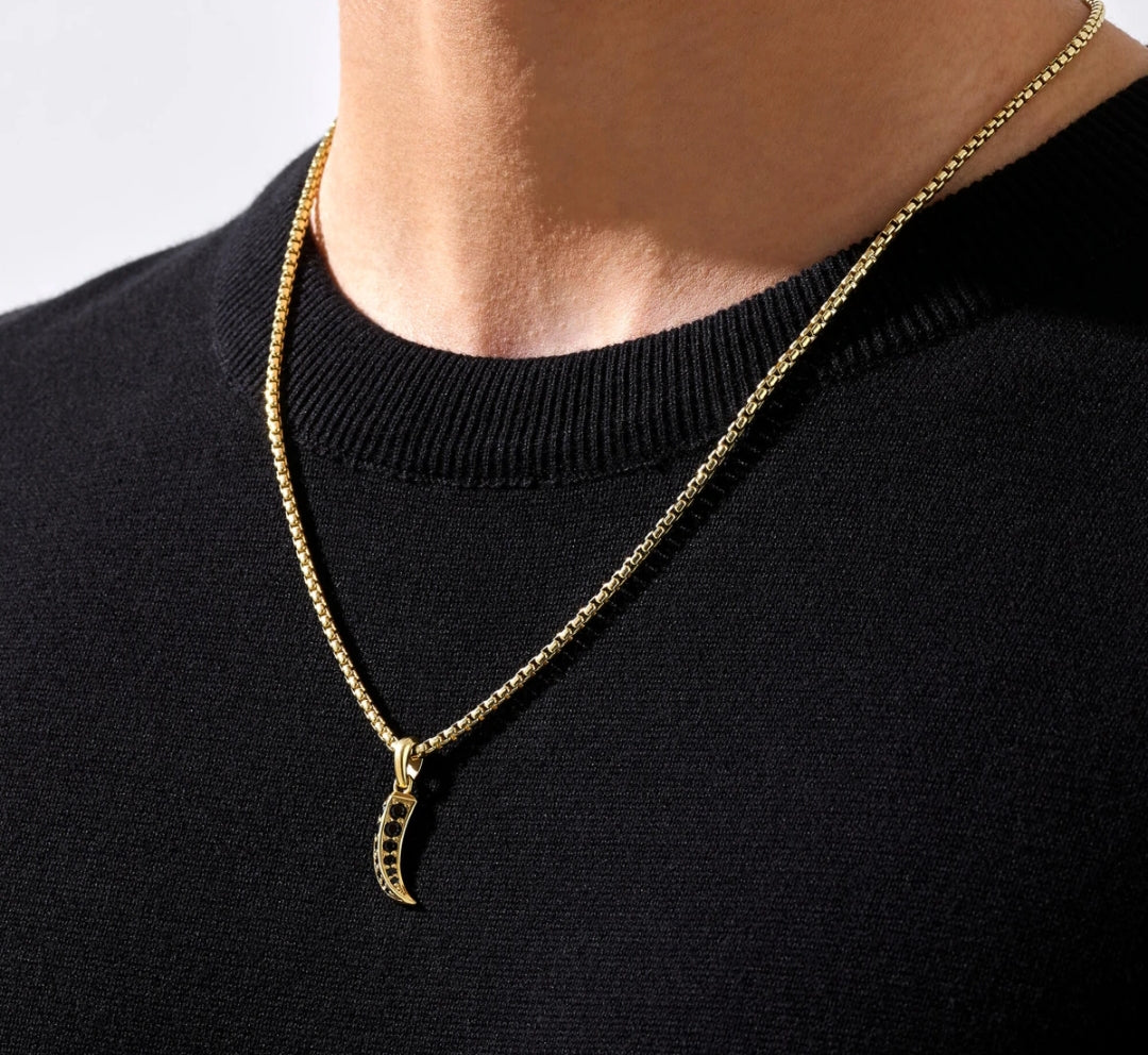 Gental Gems by Karat Kings | Unique Designed Claw Pendant Studded with Black Zircons |  Gold Micron Plated  Sterling Silver Pendant