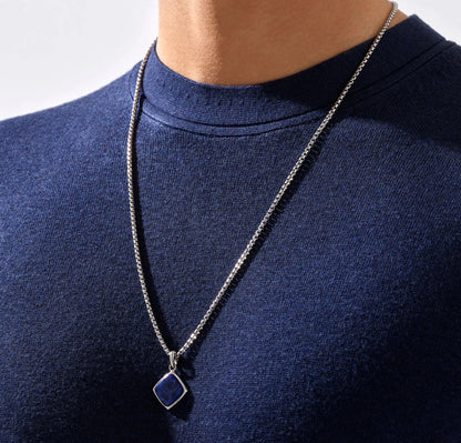 Gental Gems by Karat Kings | Unique Designed Silver Pendant in Natural Sodalite for Men,  Sterling Silver Pendant