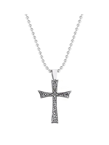 Gental Gems by Karat Kings | Unique Classic Cross Pendant with Engraved Design,  Sterling Silver Pendant