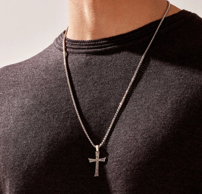 Gental Gems by Karat Kings | Unique Classic Cross Pendant with Engraved Design,  Sterling Silver Pendant