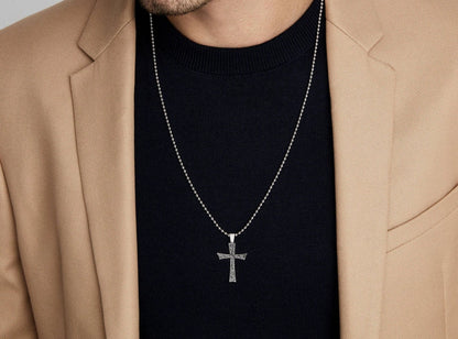 Gental Gems by Karat Kings | Unique Classic Cross Pendant with Engraved Design,  Sterling Silver Pendant