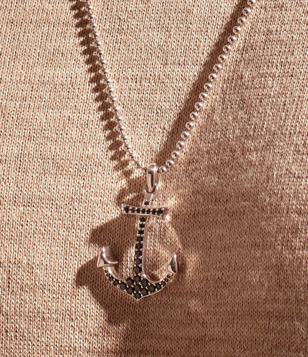 Gental Gems by Karat Kings | Unique Designed Sailor's Anchor Pendant Studded with Black Zircons for Men,  Sterling Silver Pendant | Men's Jewelry | With Certificate of Authenticity and  Hallmark