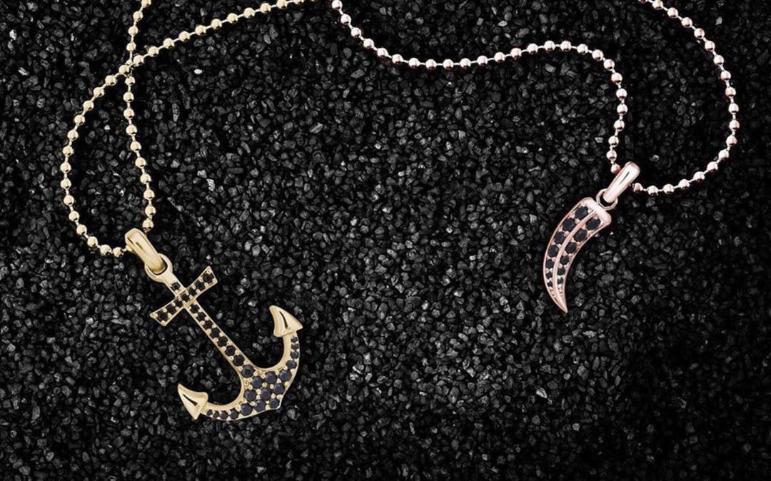 Gental Gems by Karat Kings | Unique Designed Sailor's Anchor Pendant Studded with Black Zircons for Men,  Sterling Silver Pendant | Men's Jewelry | With Certificate of Authenticity and  Hallmark