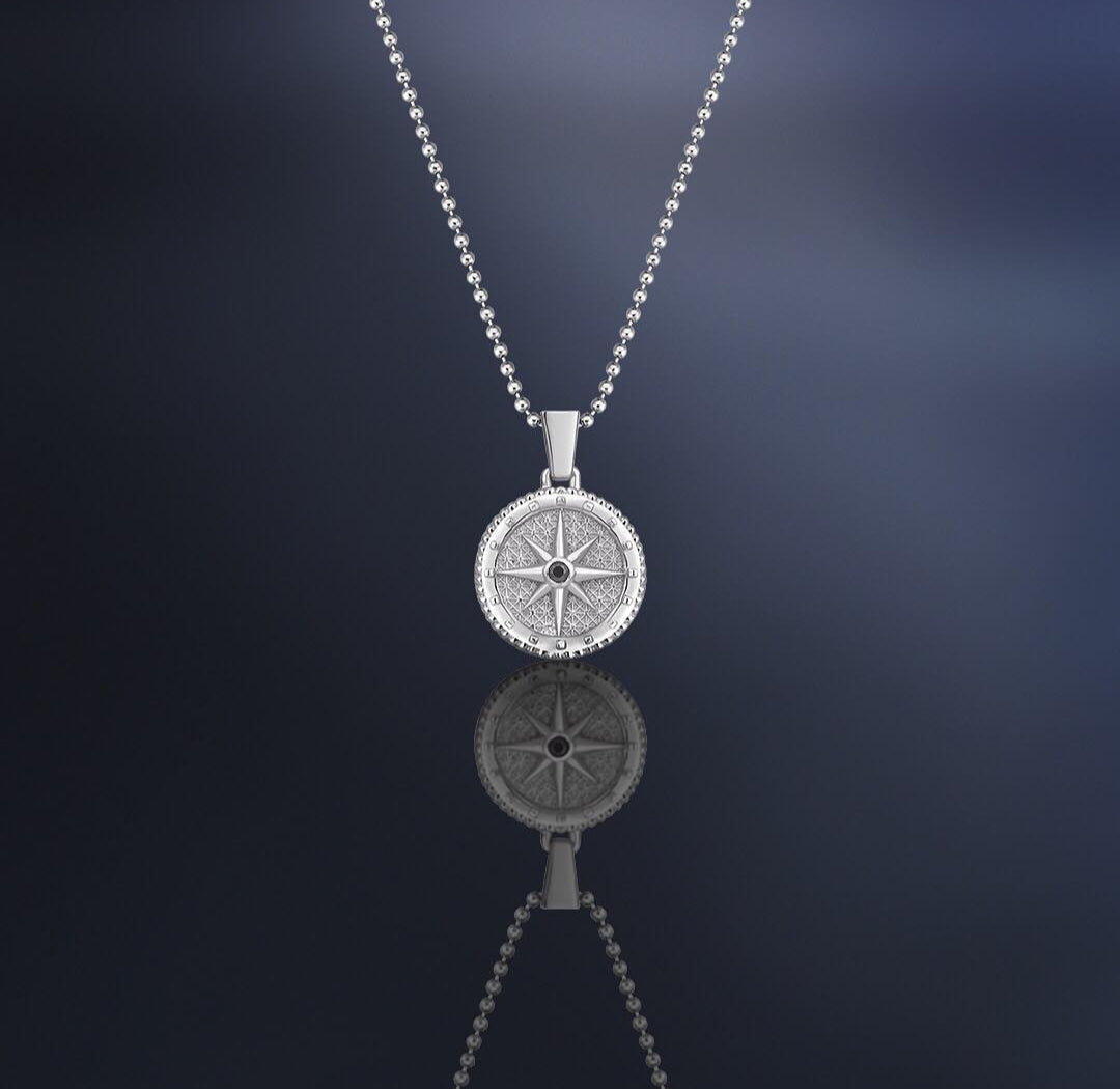 Gental Gems by Karat Kings | Unique Designed Compass Pendant for Men |  Sterling Silver Pendant | Men's Jewelry | With Certificate of Authenticity and  Hallmark