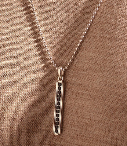 Gental Gems by Karat Kings | Unique Designed Line Pendant Studded with Black Zircons |  Sterling Silver Pendant