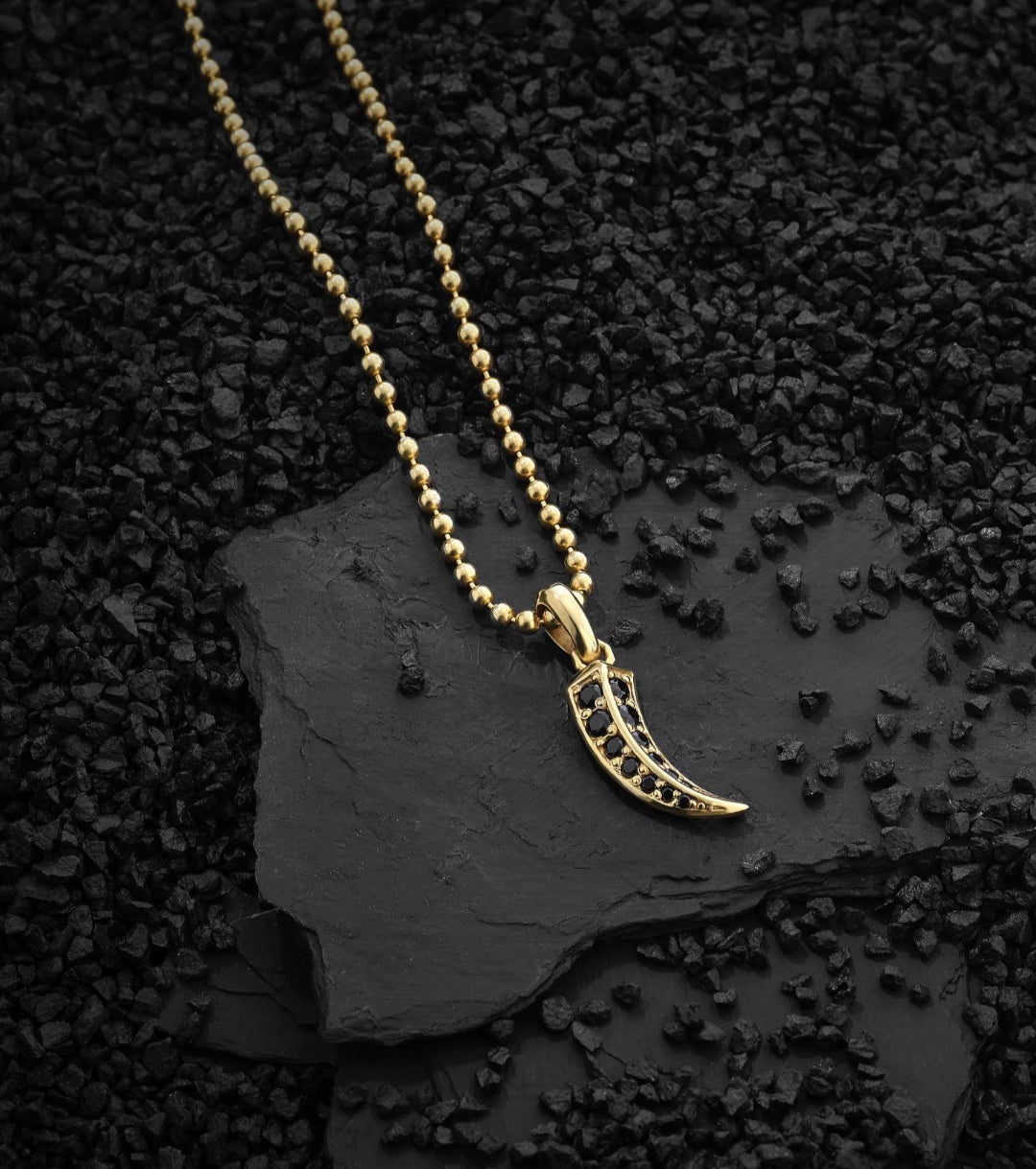 Gental Gems by Karat Kings | Unique Designed Claw Pendant Studded with Black Zircons |  Gold Micron Plated  Sterling Silver Pendant