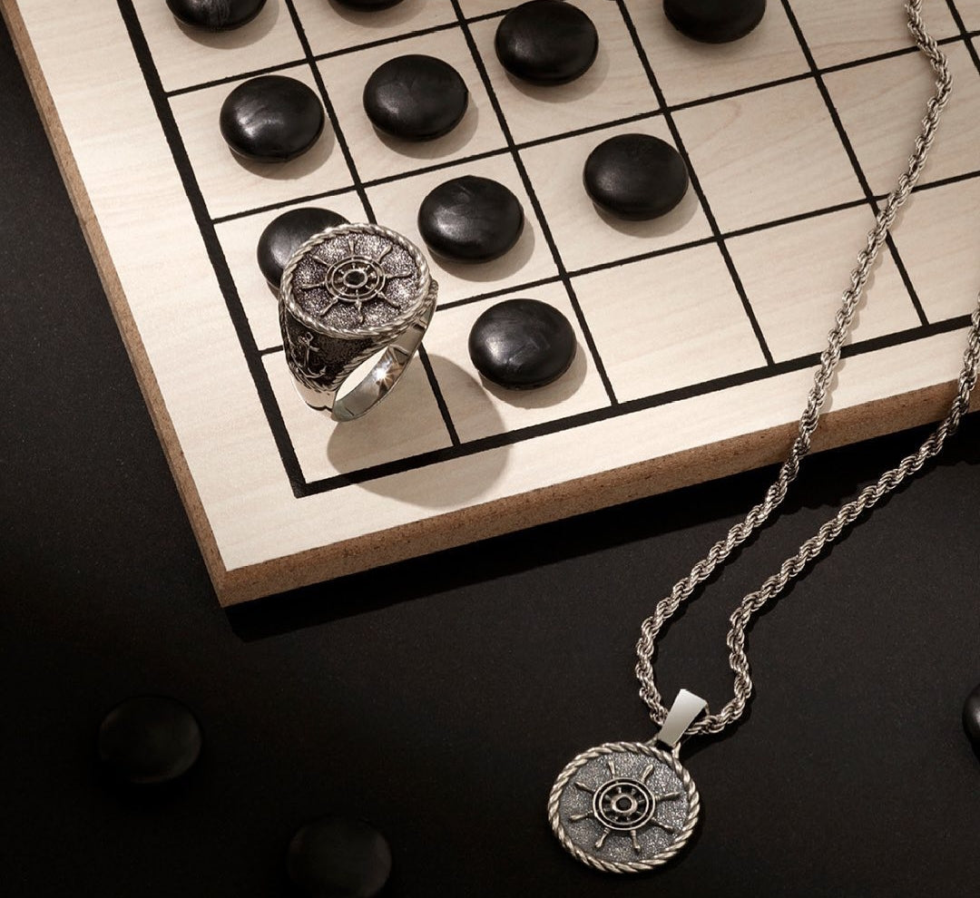 Gental Gems by Karat Kings | Unique Designed Silver Rudder Pendant for Men | Oxidized  Sterling Silver Pendant | Men's Jewelry | With Certificate of Authenticity and  Hallmark