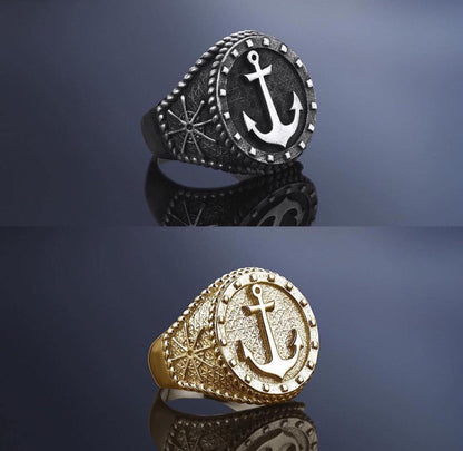 Gental Gems by Karat Kings | Exclusive Oxidised Signet Style Sailor's Anchor Ring, Sterling Silver  Ring | Jewellery for Men| With Certificate of Authenticity and  Hallmark