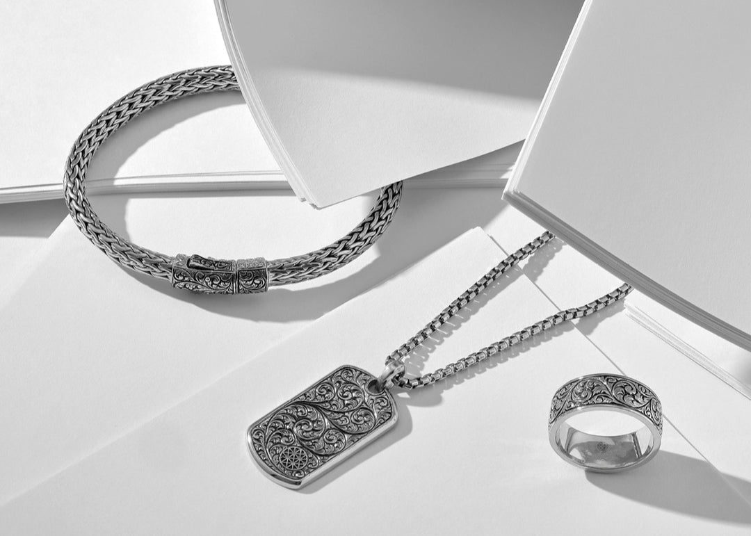 Gental Gems by Karat Kings | Unique Samurai Engraved Tag Pendant for Men |  Gold Micron Plated  Sterling Silver Pendant